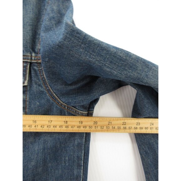 J Crew Jacket Large Trucker Denim Moto Button Up Flap Pockets Biker - Picture 5 of 9